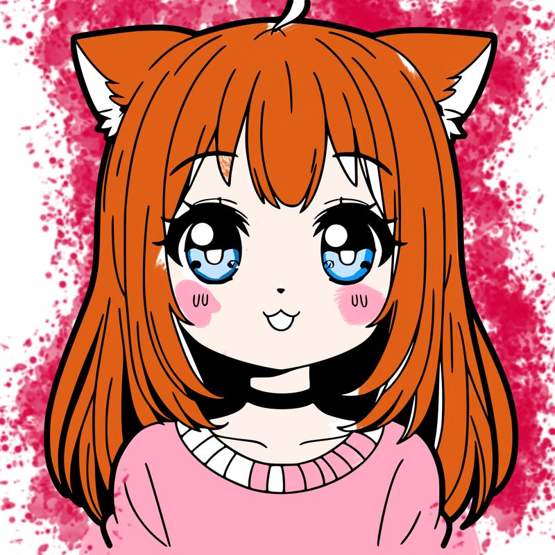 a cute anmie girl with cat ears