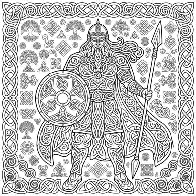 Unleash your creativity with this stunning Celtic Human Figure Knot coloring page, featuring a powerful warrior intricately designed from ancient knotwork. Explore the depths of Celtic artistry as you bring this detailed masterpiece to life with your favorite colors.