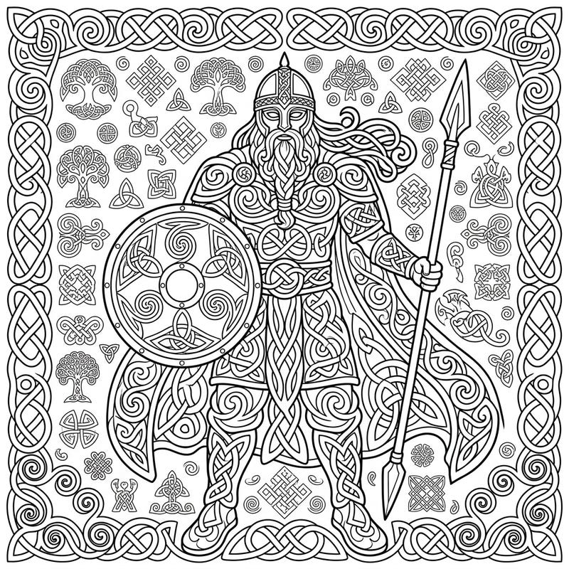 Unleash your creativity with this stunning Celtic Human Figure Knot coloring page, featuring a powerful warrior intricately designed from ancient knotwork. Explore the depths of Celtic artistry as you bring this detailed masterpiece to life with your favorite colors.