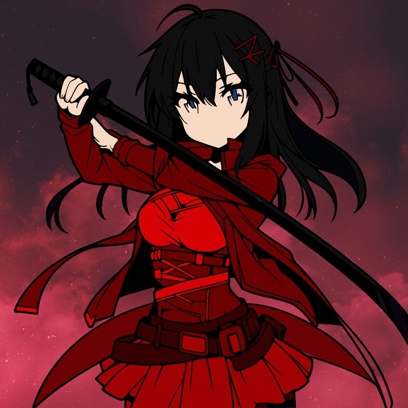 anime girl with sword in cool pose