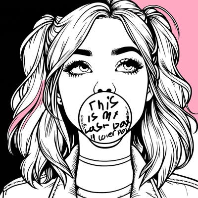 realististic girl blowing bubble -gum