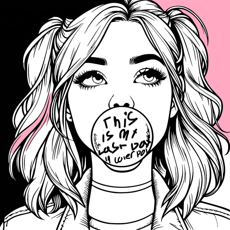 realististic girl blowing bubble -gum