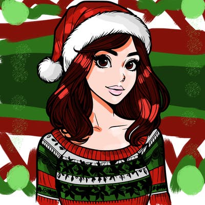 realistic lady in a christmas sweater