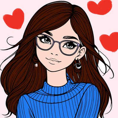 realistic girl with glasses