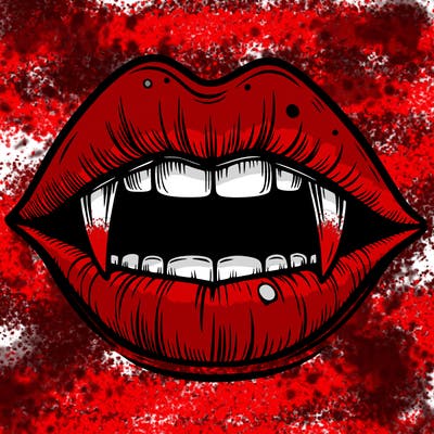 lips with vampire teeth