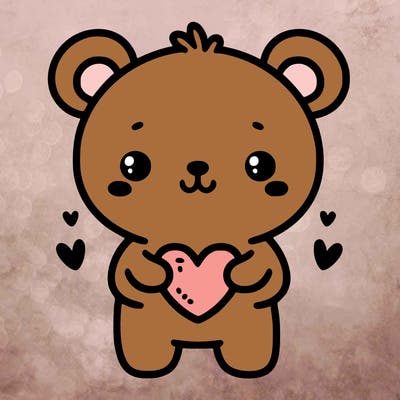 cute bear with heart