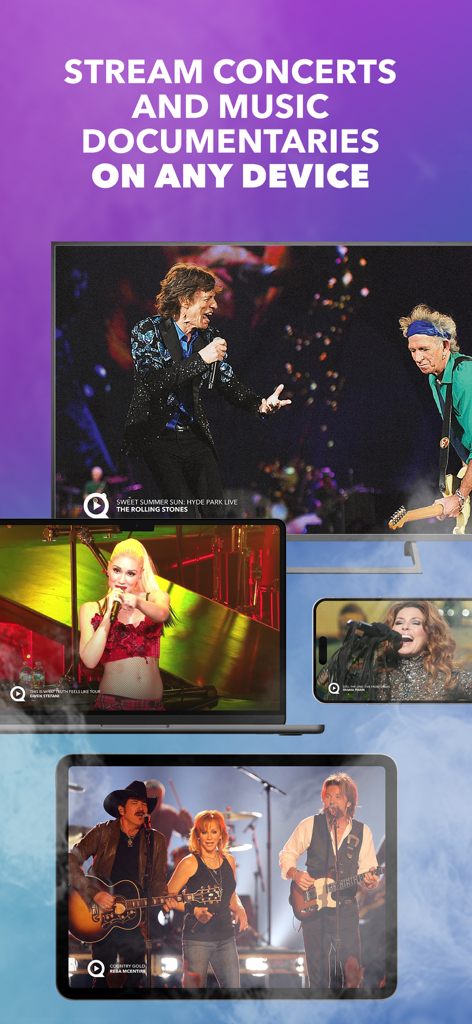 Die Qello Concerts App streamt Live-Musikauftritte und Dokumentationen auf einem Fernseher, Laptop, Smartphone und Tablet.