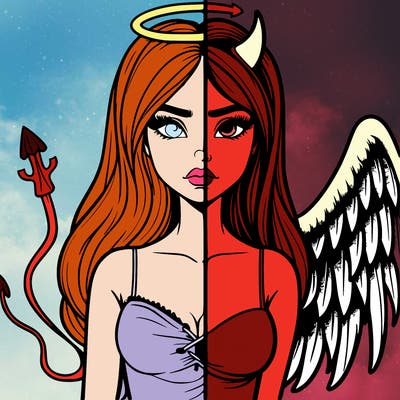 devil vs angel realistic girl