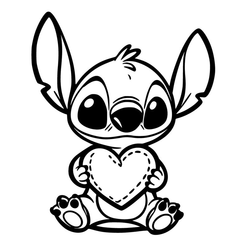 stich holding a heart
