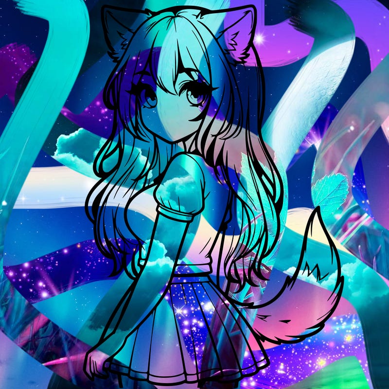 realistic girl with wolf ears and a tail