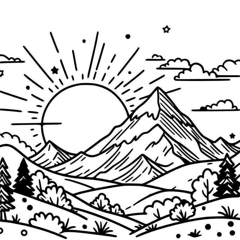 a mountain with a beautiful sunset