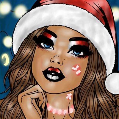 realistic christmas girl with lips