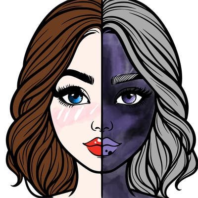 realistic girl split half