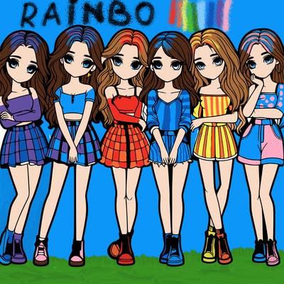 a group of girls realistic