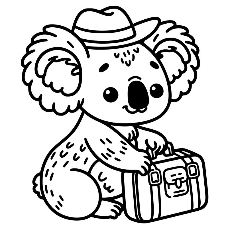 koala with a tiny suitcase