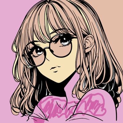 manga woman character with glasses and nice lips