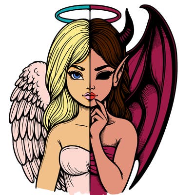 realistic angel half demon