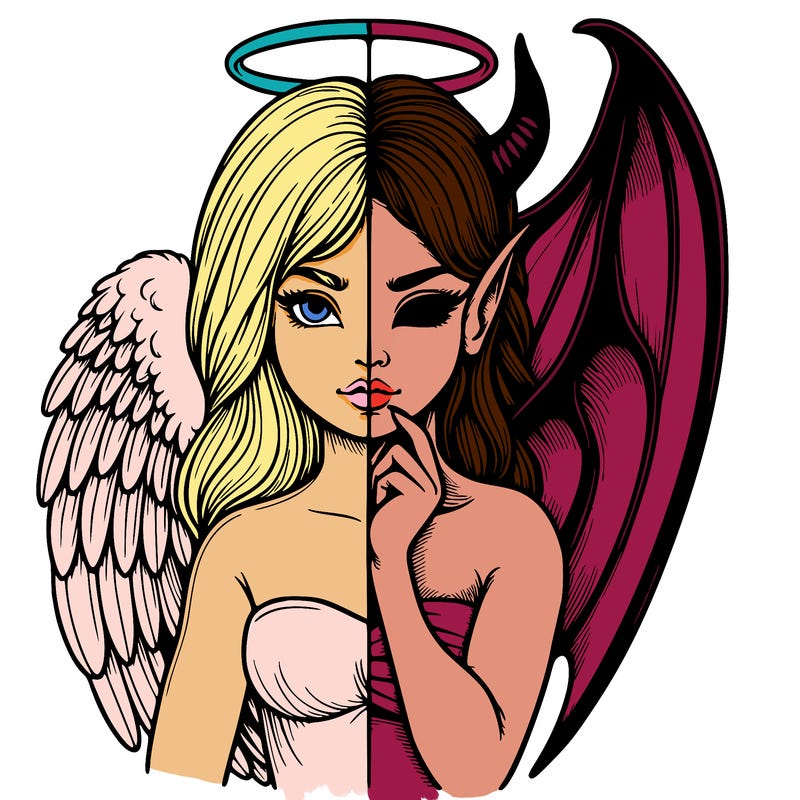 realistic angel half demon