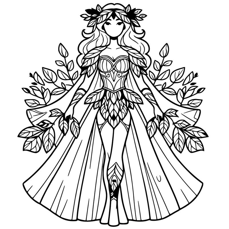druid female in a leafy outfit