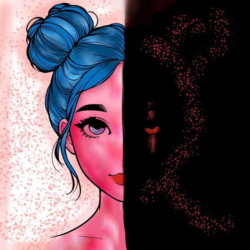 realistic girl with two buns on top of her head