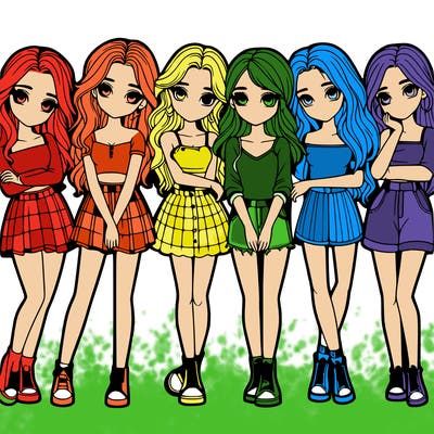 a group of girls realistic