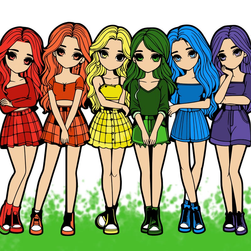 a group of girls realistic