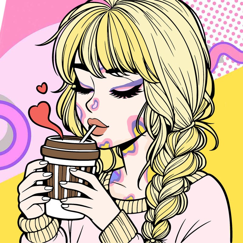 realistic girl drinking coffee