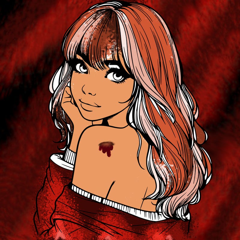 realistic girl with bangs looking over her shoulder