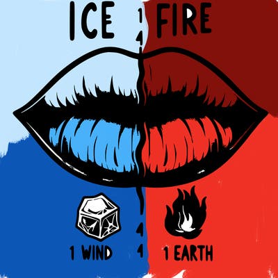 realistic lip split in fourth . 1 fourth ice 1 fire 1wind 1 earth