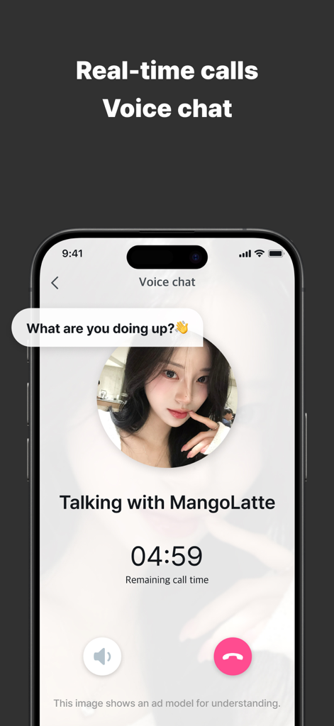 Noondate: Dating & Friends - A smartphone screen displaying a real-time voice chat call between two users on the Noondate dating app
