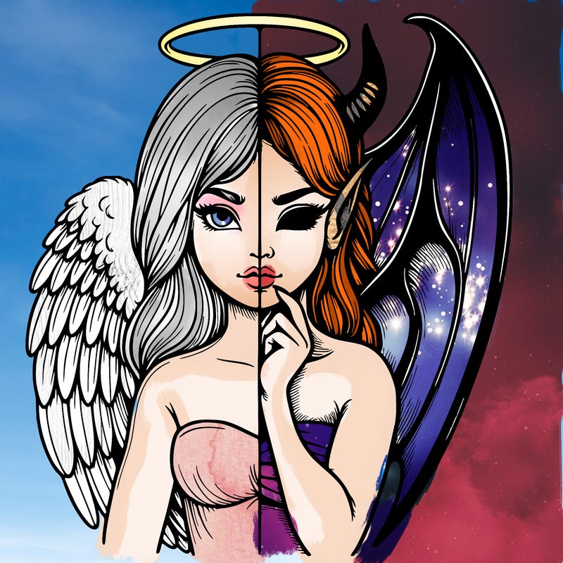 realistic angel half demon