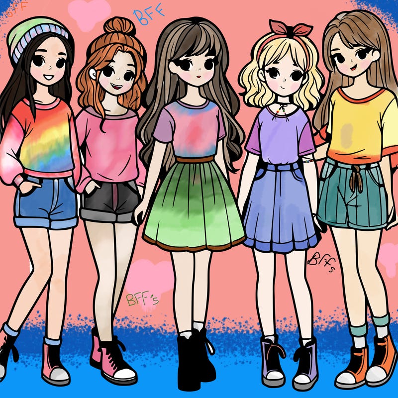 a group of five girls