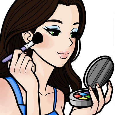 little girl putting on makeup