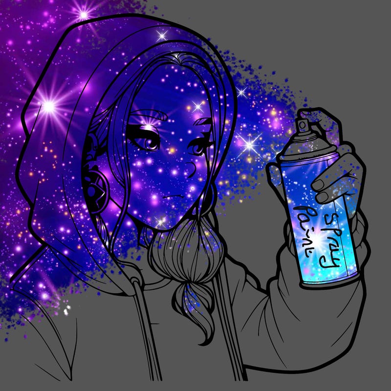 a realistic girl, spray painting