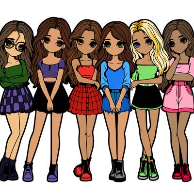 a group of girls realistic