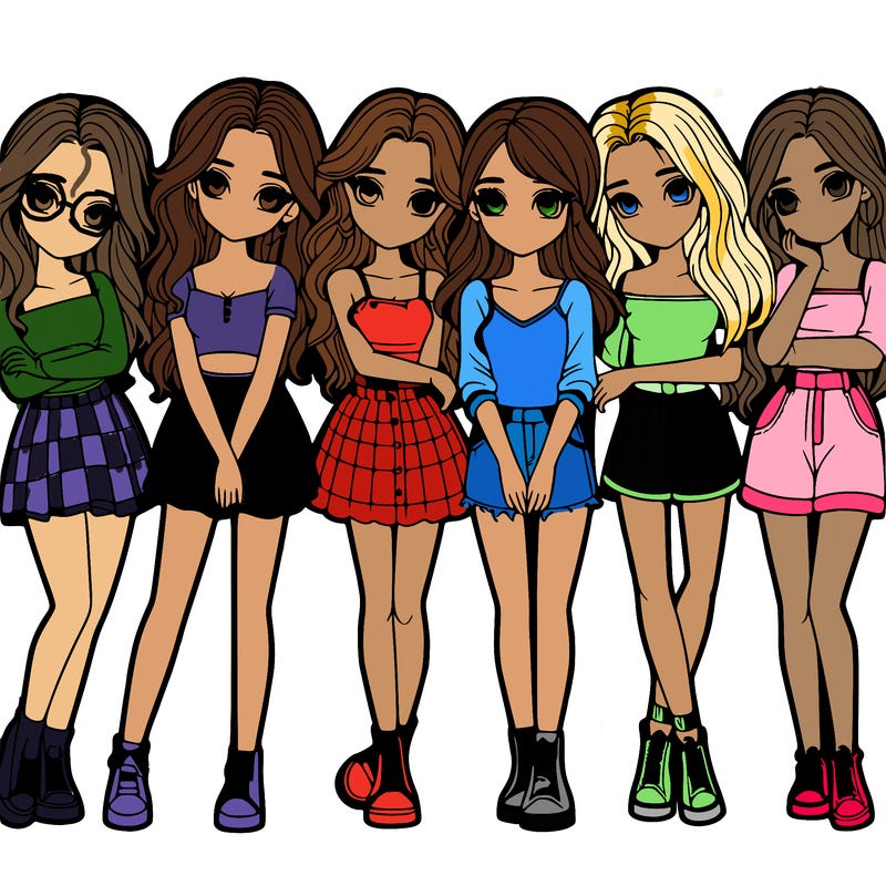 a group of girls realistic