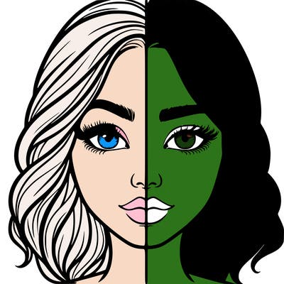 realistic girl split half