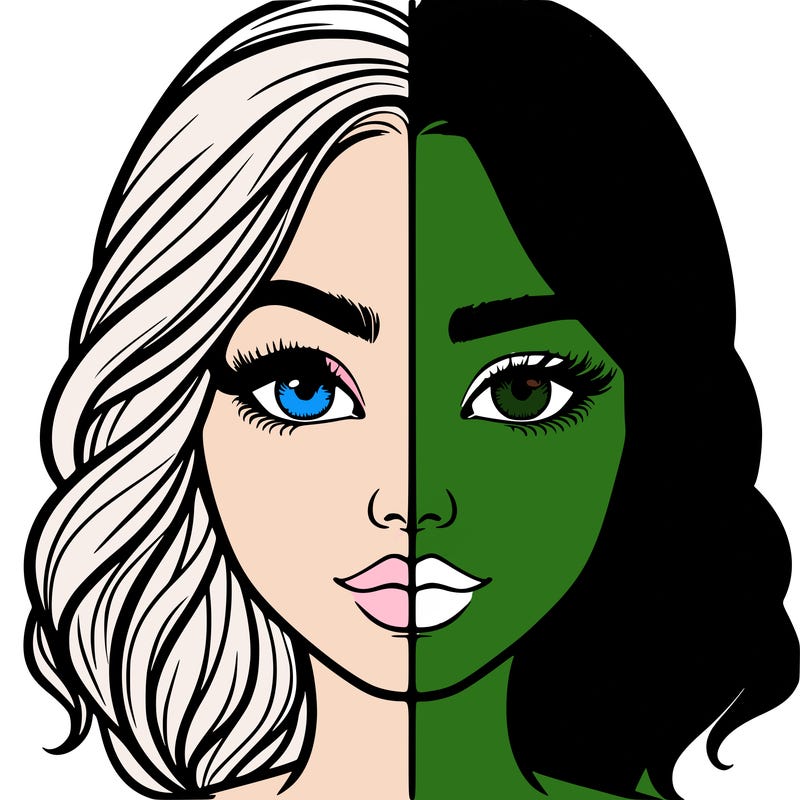 realistic girl split half