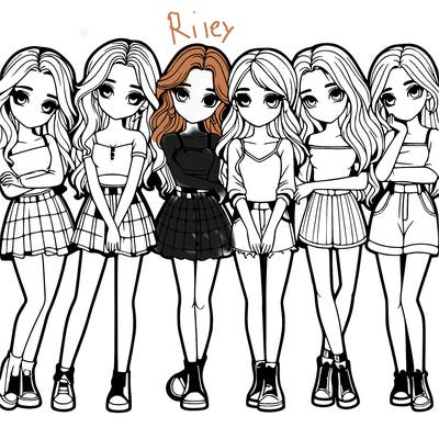 a group of girls realistic