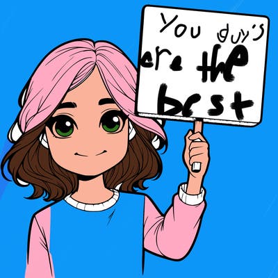 realistic girl holding up a sign