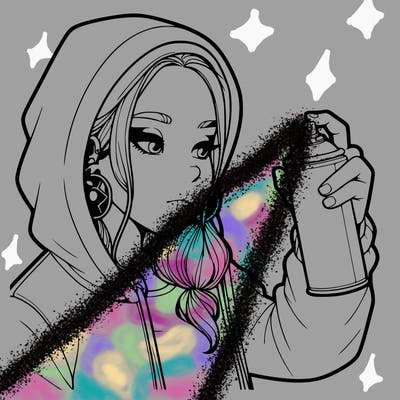 a realistic girl, spray painting