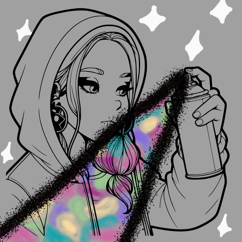 a realistic girl, spray painting