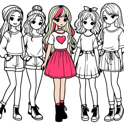 a group of five girls