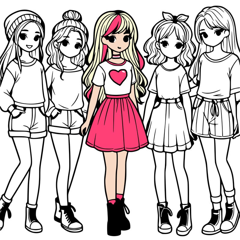 a group of five girls