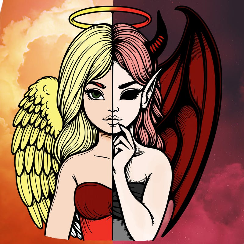 realistic angel half demon