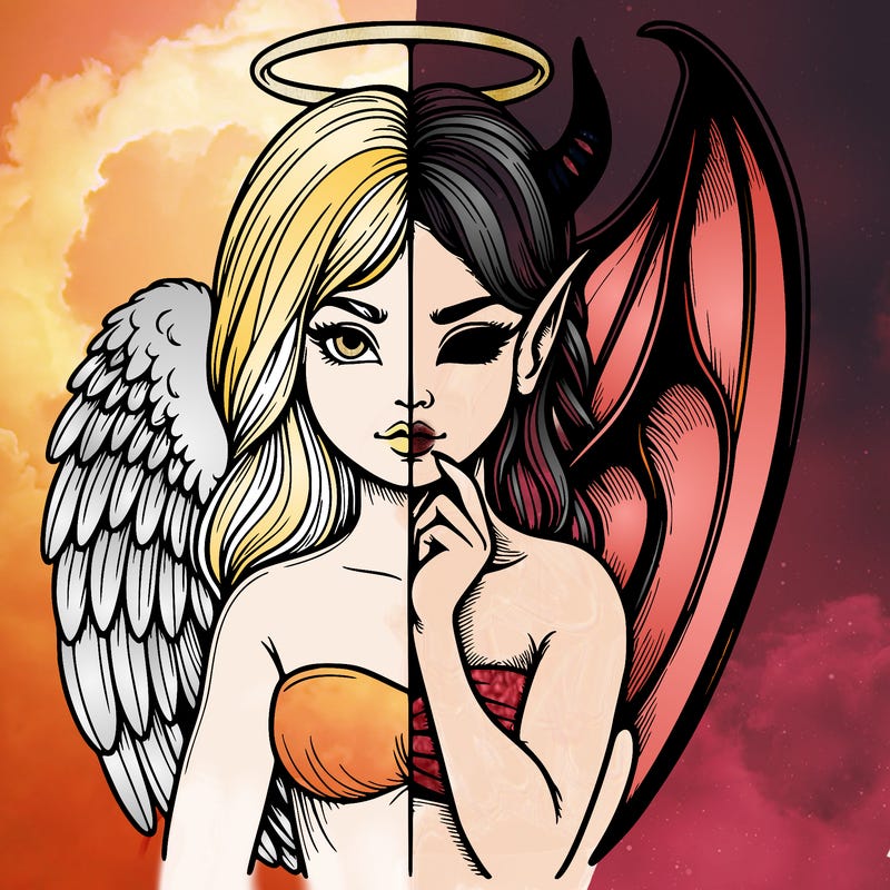 realistic angel half demon