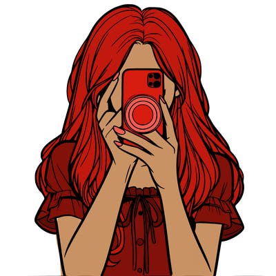 a realistic girl holding her phone taking pictures