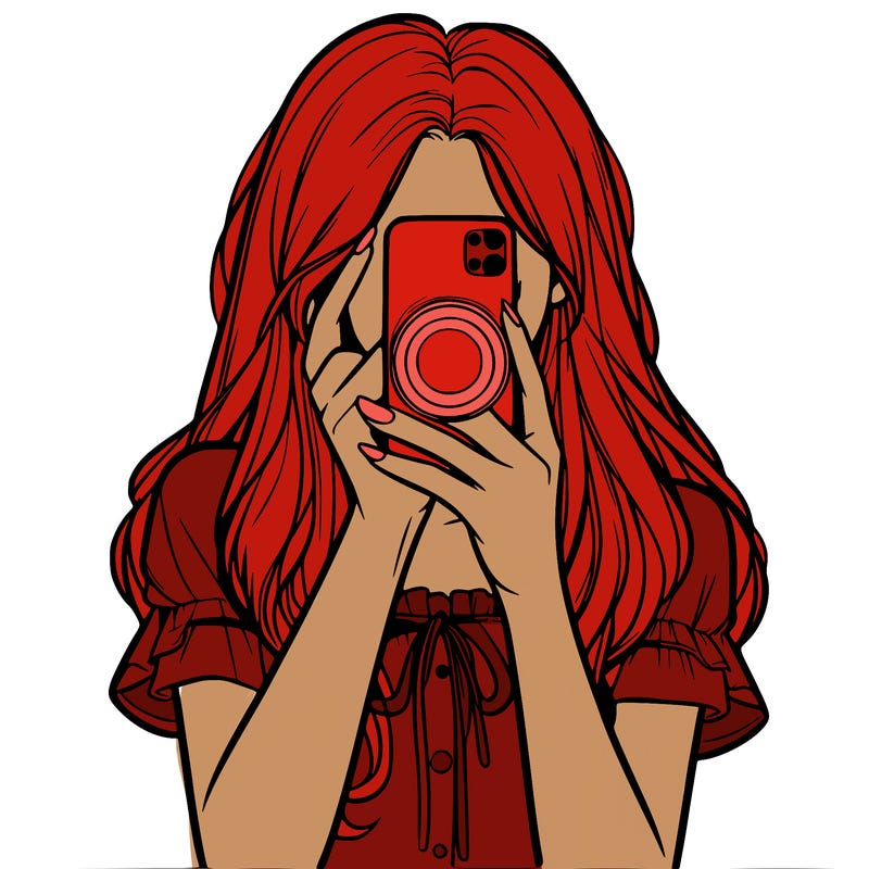 a realistic girl holding her phone taking pictures