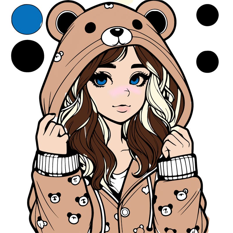 realistic girl in a animal pjs hoodie