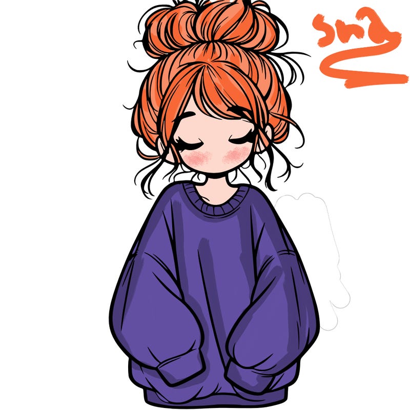 girl with baggy sweatshirt and messy bun